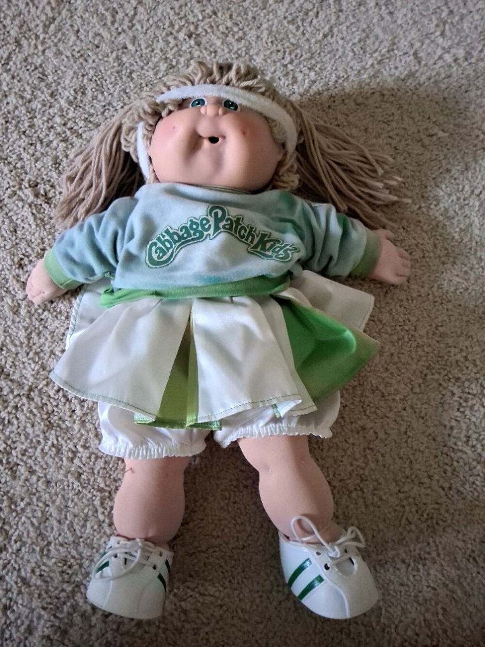 1978-82 Cabbage Patch Kids Doll, Blonde Hair Cheerleader w/Green Eyes & Dimples